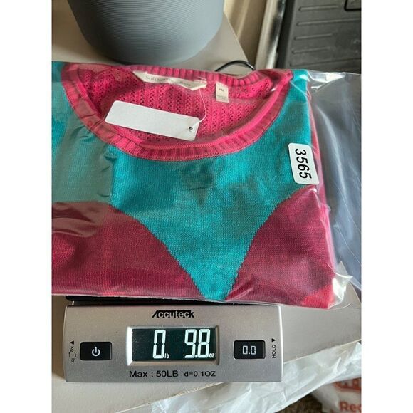 Soft Surroundings Biosphere Flower Knitted Sweater Tee Medium Petite Pink NWOT - Picture 7 of 7